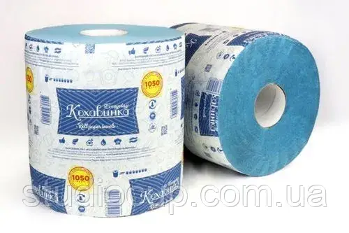 Рушники паперові одношарові сині 150м Кохавинка 1050 відривів, фото 1