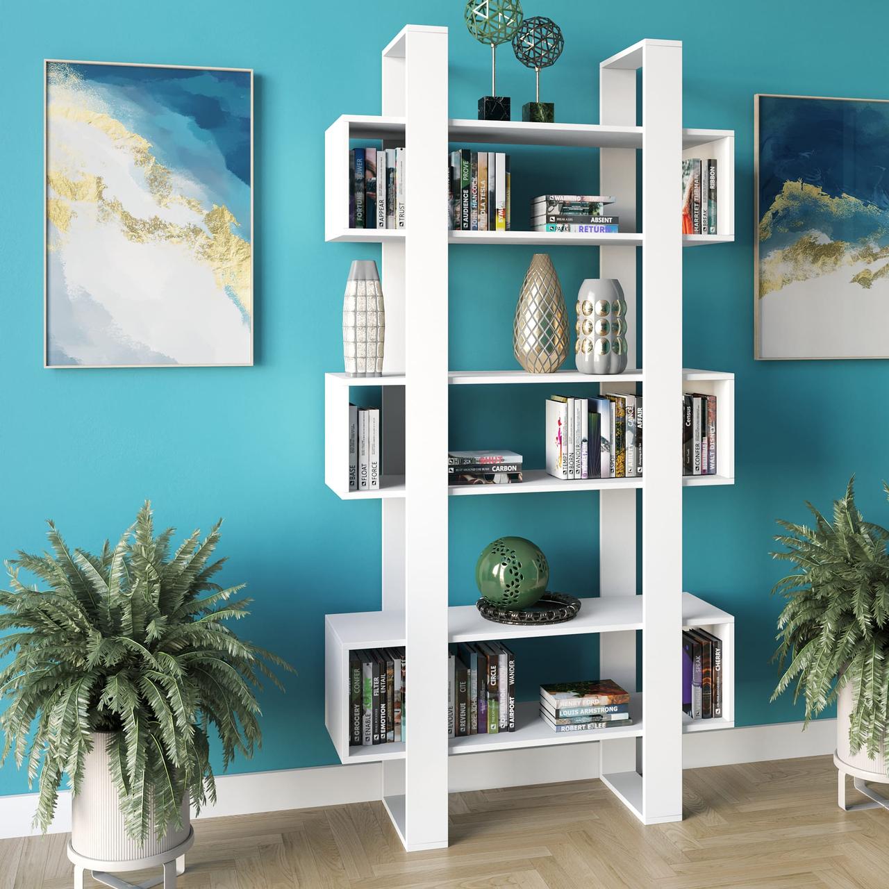 Дизайнерський стелаж для книг і квітів у вітальню Зонування кімнати перегородкою Книжкова полиця 100 см, фото 1
