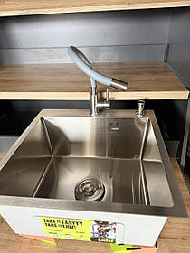 Комплект: мийка для кухні інтегрована H5050 Brushed Steel 3,0/1,0 мм та Змішувач для кухні Lidz Tani 008F3