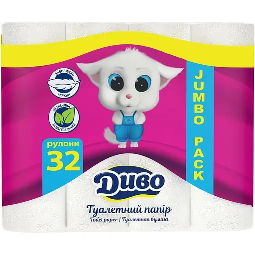 Туалетний папір Диво, 18г/м, 2 шари, білий, 32 шт
