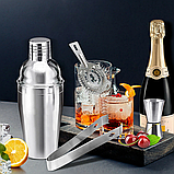 Барний набір для напоїв, шейкер, набір бармена 7 елементів, набір для приготування коктейлів, фото 2
