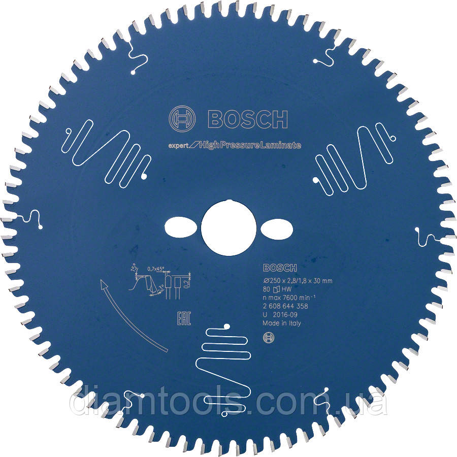 Пильний диск по HPL Bosch 250x30x80z K2.8/1.8 Expert for High-Pressure Laminate