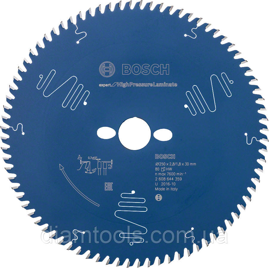 Пильний диск по HPL Bosch 250x30x80z K2.8/1.8 Expert for High-Pressure Laminate