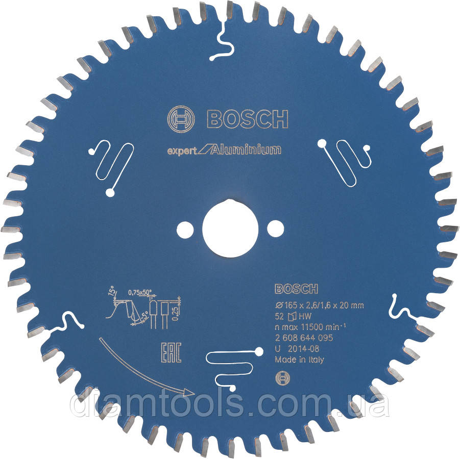 Пильний диск по алюмінію Bosch 165x20x52z K2.6/1.6 Expert for Aluminium