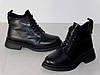 Черевики зимові жіночі шкіряні на шнурівці чорні 36р, фото 3