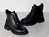 Черевики зимові жіночі шкіряні на шнурівці чорні 36р, фото 2