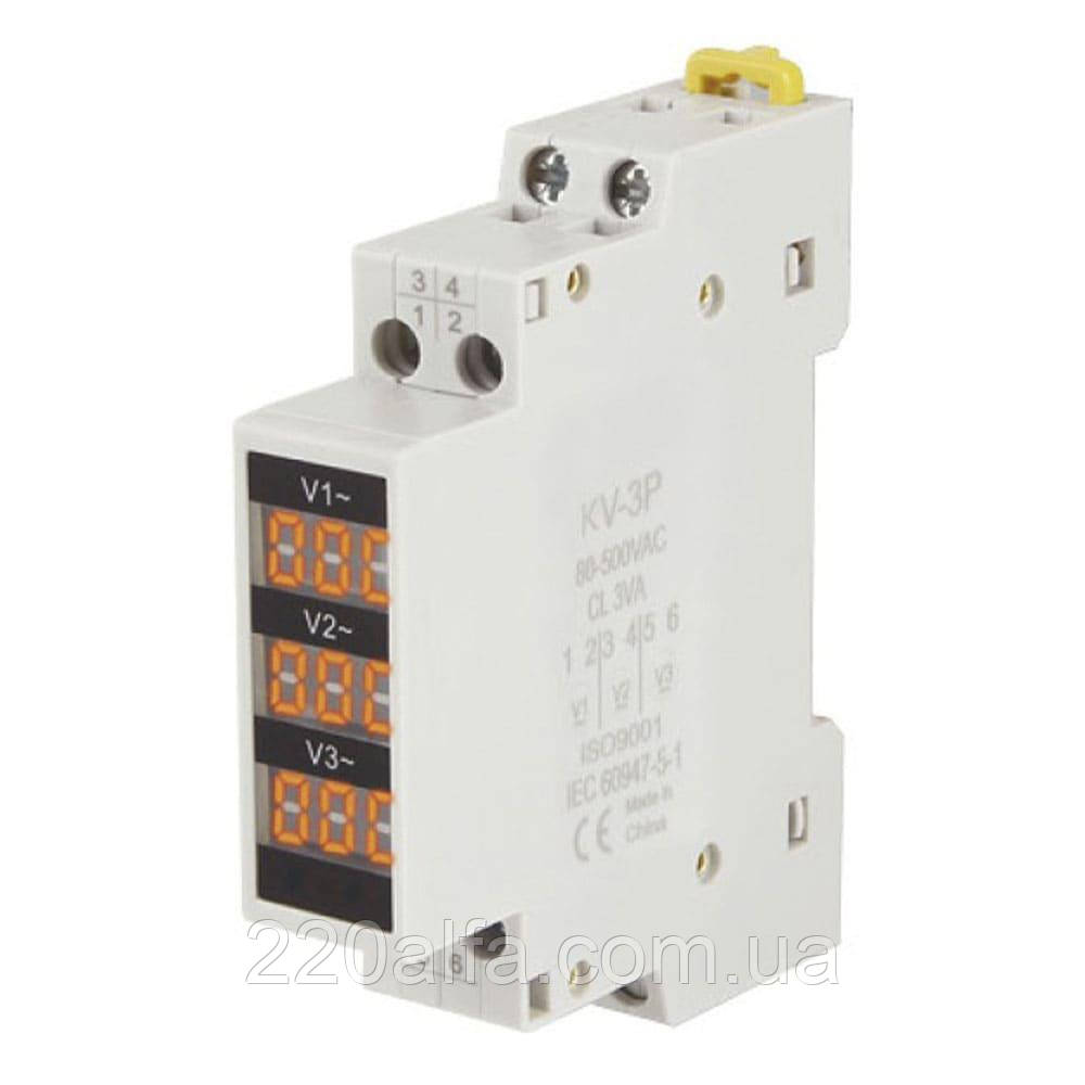 Вольтметр модульний трифазний MD35-3V (AC 80-500V) TAKEL, фото 1