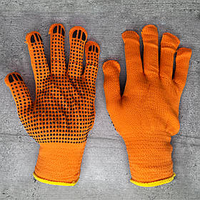 Рукавиці робочі зимові з пвх покриттям мікроточка помаранчеві
