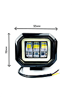 Квадратні лампи СТГ ДХВ додаткове світло, фари LED на 3 лінзи з ходовими вогнями ЛЕД дхо ангельськими глазками