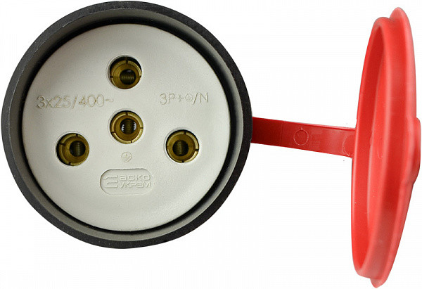 Силова розетка 25А каучукова переносна з захисною кришкою 3Р+PE IP44 АСКО A0250010006, фото 1