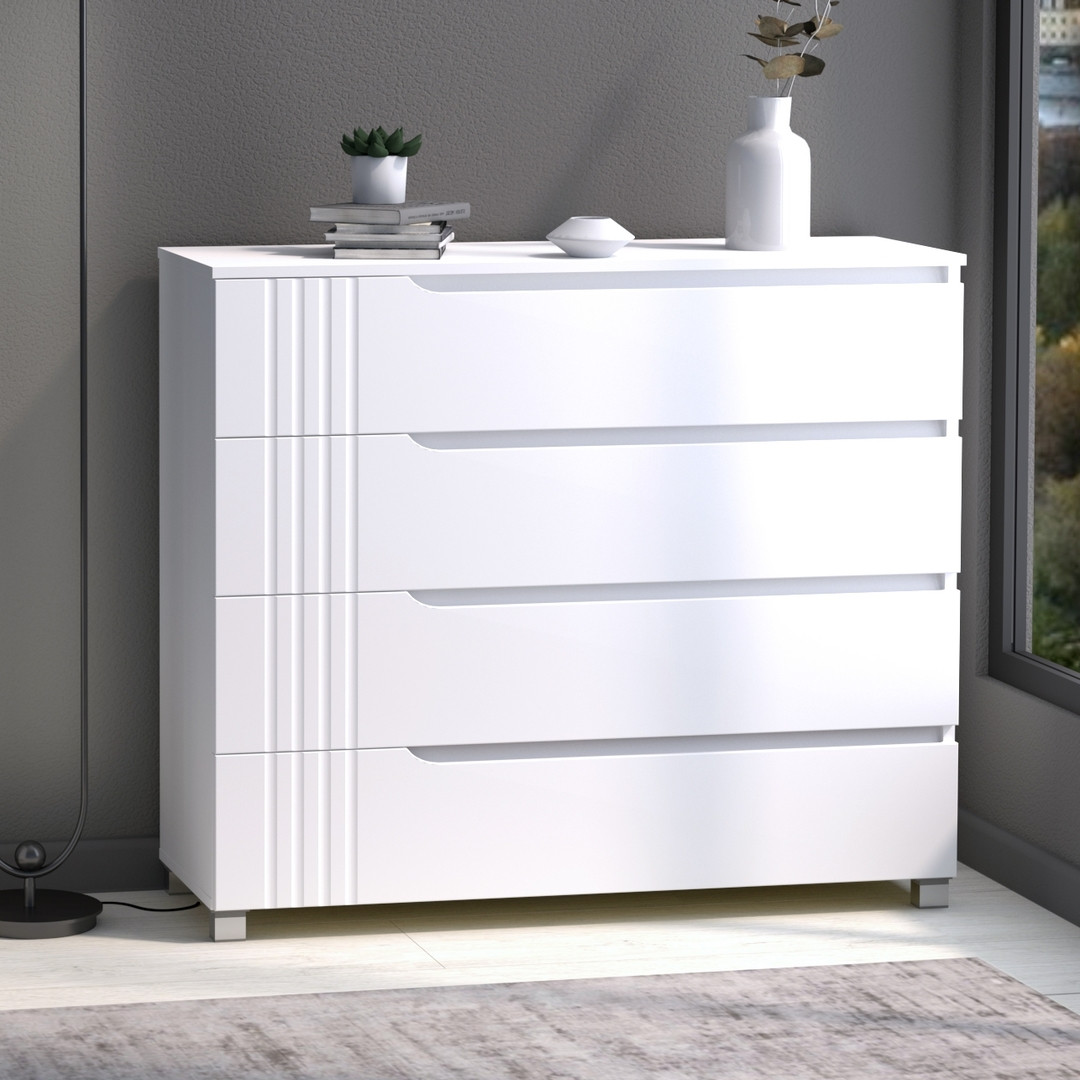 Комод "Портленд" К-40, Білий матовий (100/99/40), МДФ, фото 1