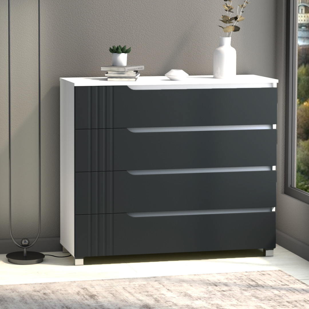 Комод "Портленд" К-40, Графіт матовий (100/99/40), МДФ, фото 1