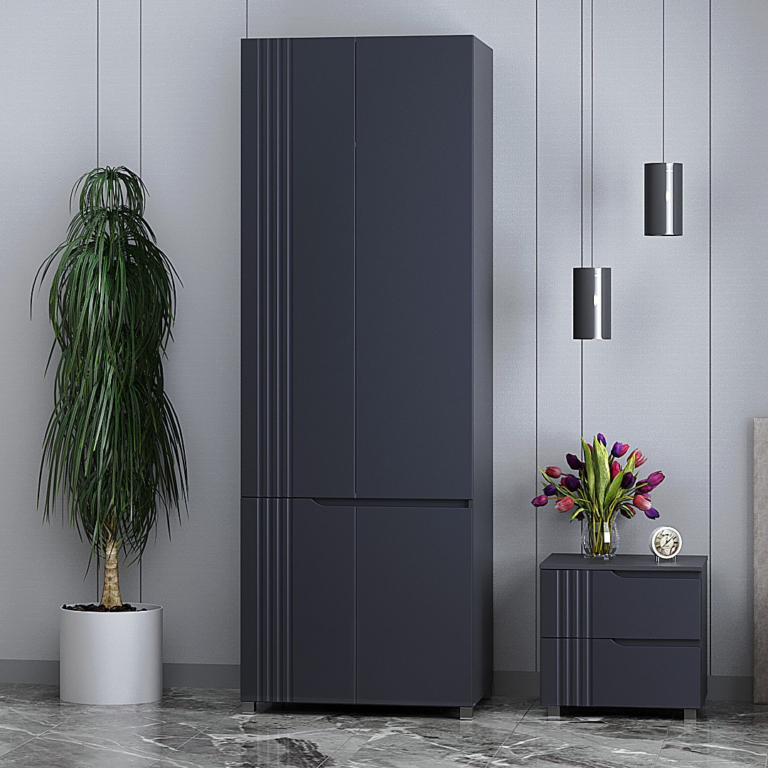 Шафа для одягу  "Портленд", К-824-L, Графіт / Графіт (80/230/52), МДФ, фото 1