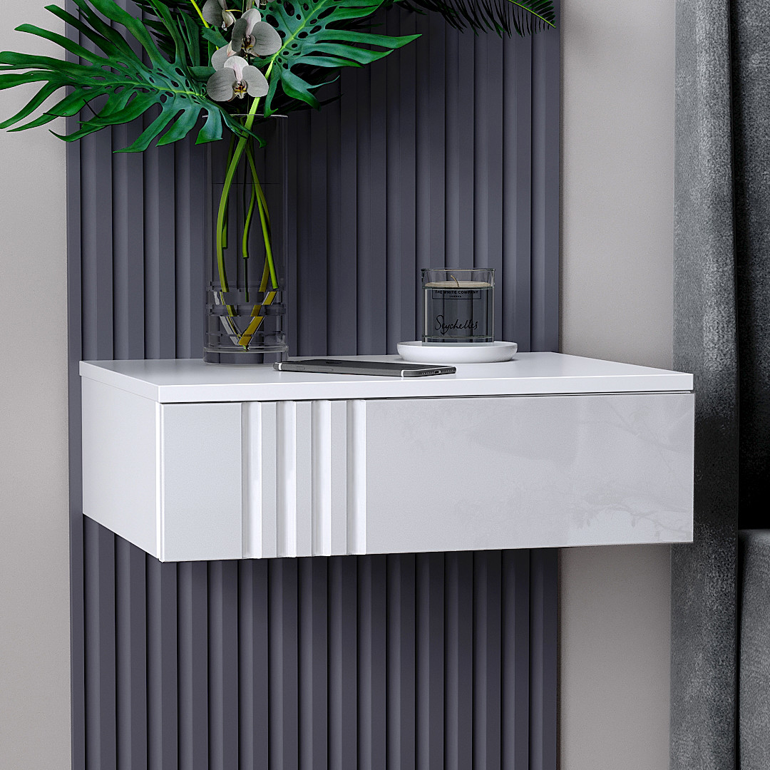 Тумба приліжкова "Портленд" К-505, Білий глянець (48/16/35), МДФ, фото 1