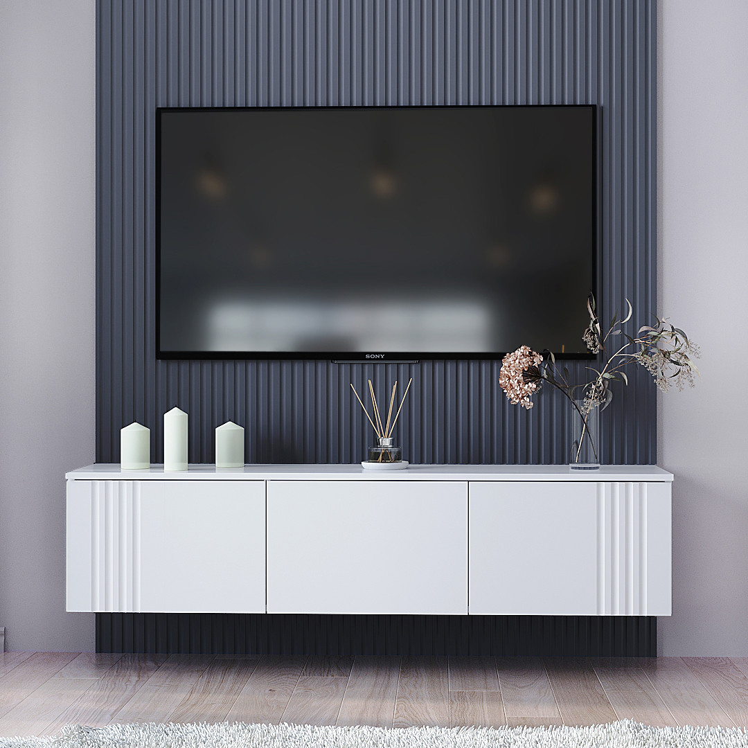 Тумба ТВ "Портленд" навісна, К-507, Білий матовий (150/33/35), МДФ, фото 1