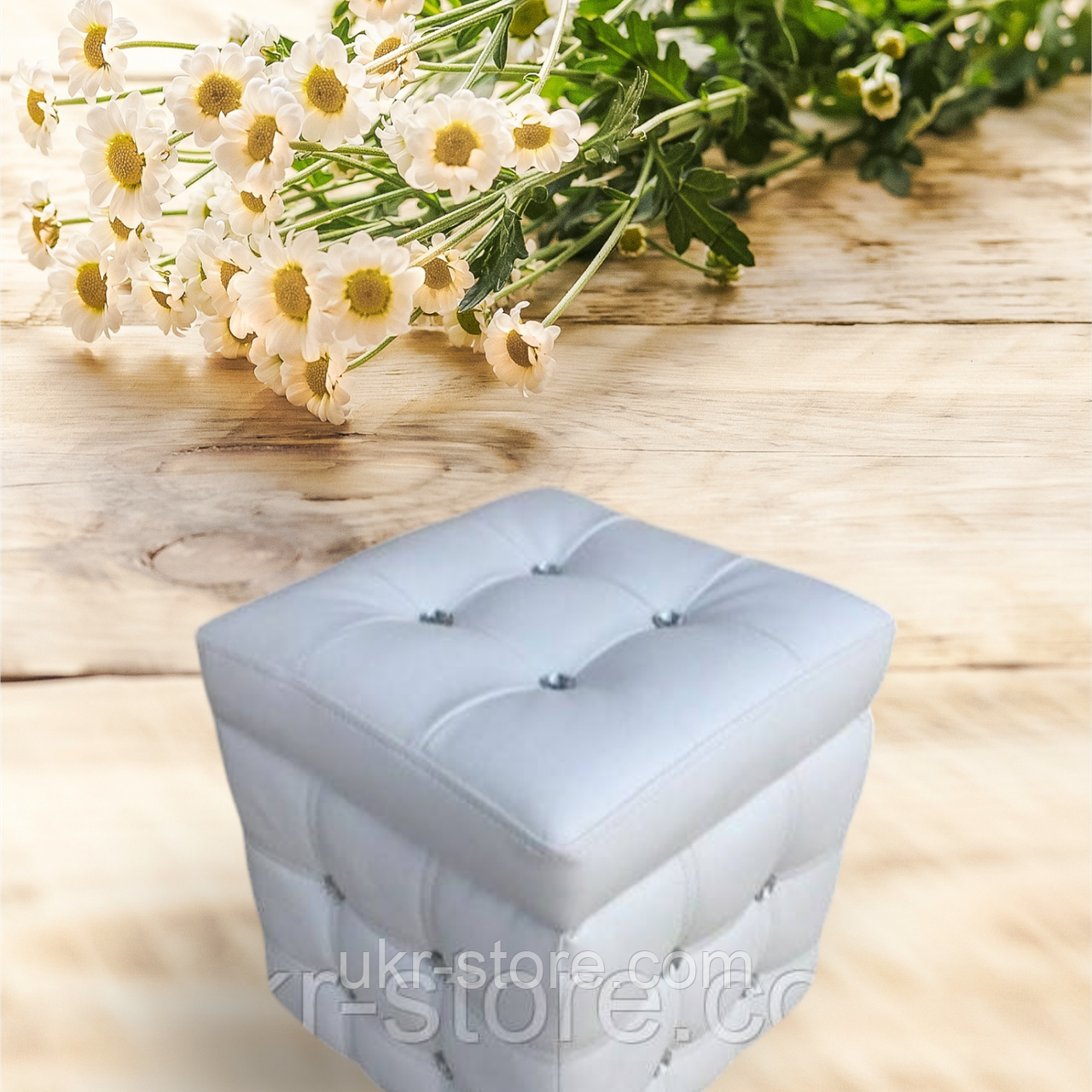 Пуфик у передпокій із шухлядою з декоративним камінням, фото 1