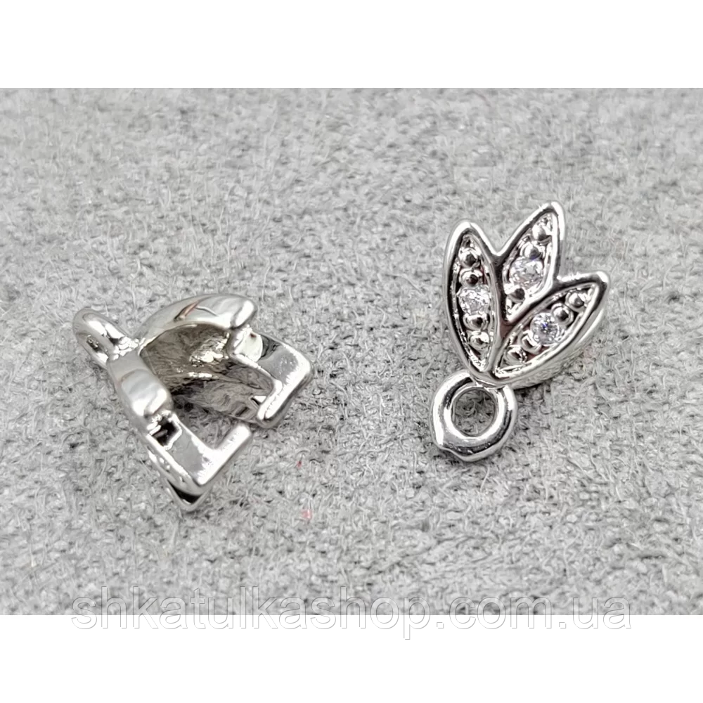 Тримач для намистин 6*10мм, колір родій, гіпоалергенний сплав, фото 1