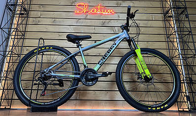 Велосипед гірський спортивний 26" Corso Energy EN-26112 сіро-салатовий на зріст 130-145 см