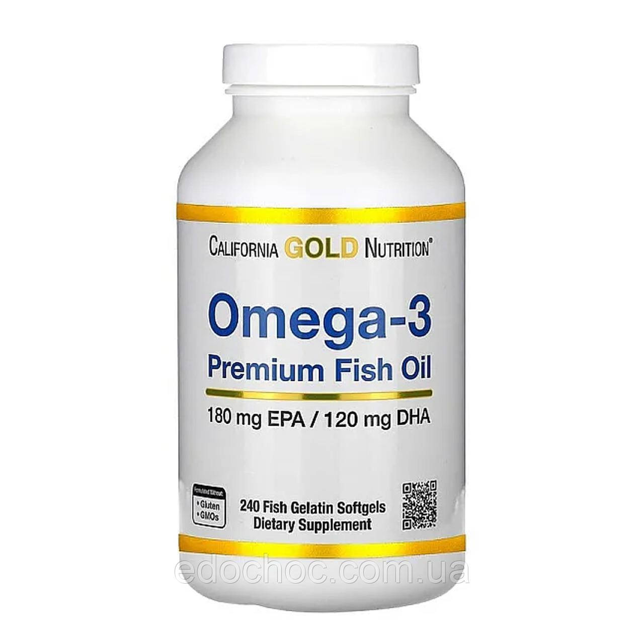 Омега-3 риб'ячий жир (Omega-3 Premium Fish Oil) 240 капсул CGN-01330, фото 1