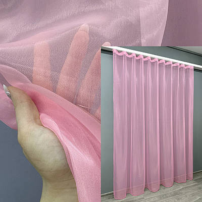 Тюль органза однотонна. Колір рожевий. Код 002т