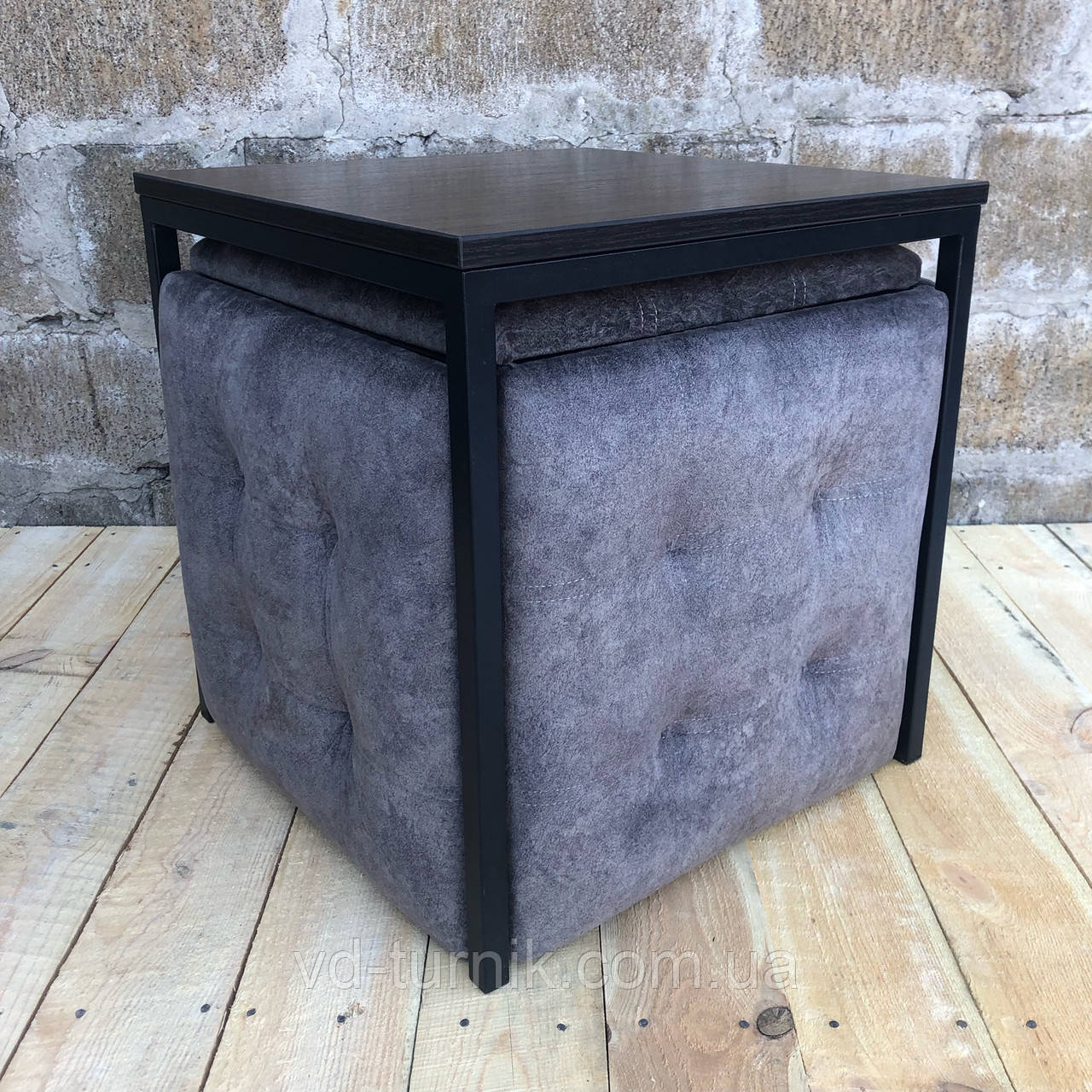 Пуф 6 в 1 зі столиком велюр антикіготь, фото 1