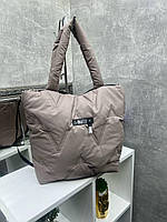 Жіноча велика сумка стьобана містка стильна міська моко плащівка