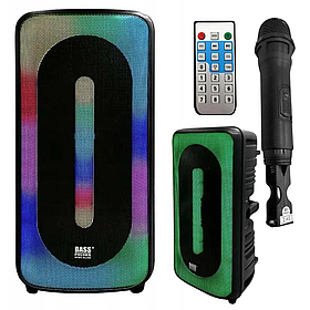 Портативна колонка Bass Polska BH 15945 з пультом та мікрофоном, акумуляторна, потужний звук