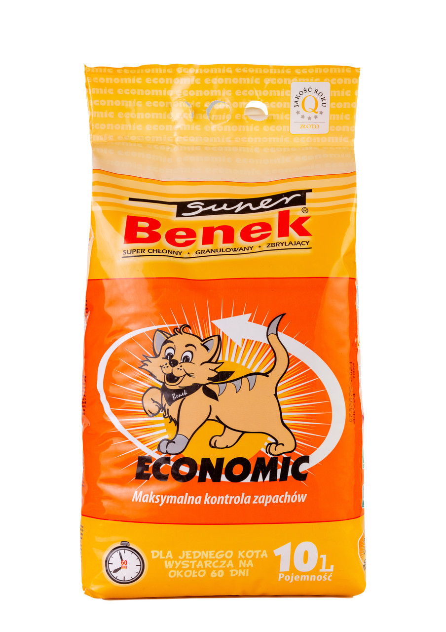 Наповнювач бентонітовий Супер Бенек Super Benek Economic Naturalny для котячих туалетів натуральний (без запаху), 10 л