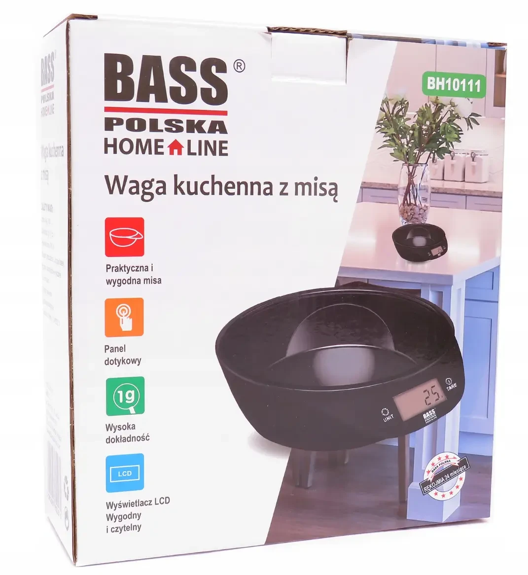 Кухонні електронні ваги Bass Polska BH 10111 із чашею, точність від 1 г до 5 кг
