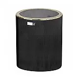 Чорний круглий набір для ванної Oky4782 з п'ятьма стильними аксесуарами в смужку та відром для сміття, фото 6