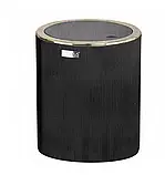 Чорний круглий набір для ванної Oky4782 з п'ятьма стильними аксесуарами в смужку та відром для сміття, фото 7