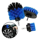 Набір нейлонових щіток для чищення автомобіля Bass Polska 2952 (3 шт) на шуруповерт, фото 3