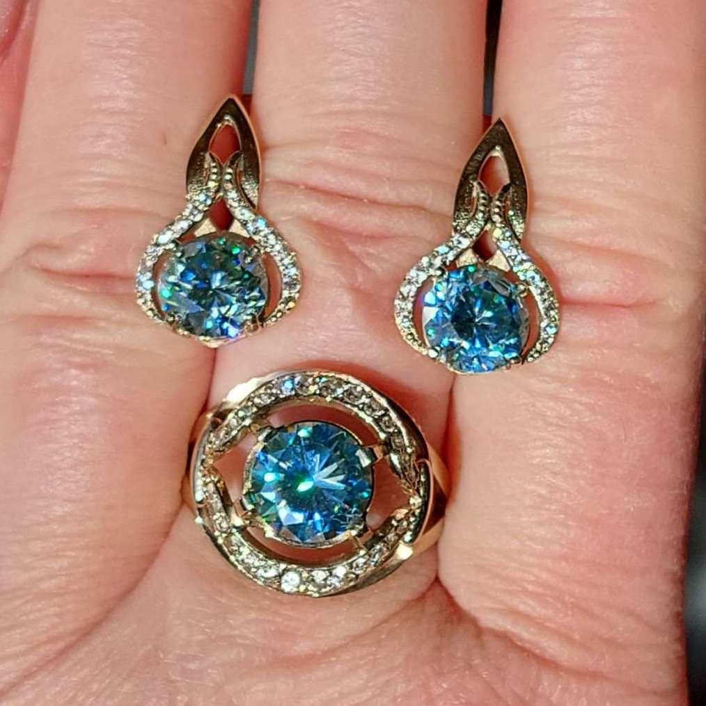 Комплект із білого золота 585 проба з муасанітами., фото 1