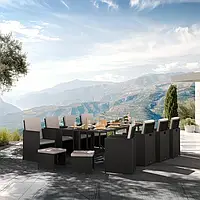 Комплект меблів із ротанга Palma 8+4+1, чорно-сірий колір