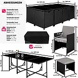 Комплект меблів із ротанга Palma 8+4+1, чорно-сірий колір, фото 7