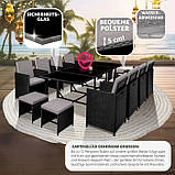 Комплект меблів із ротанга Palma 8+4+1, чорно-сірий колір, фото 6