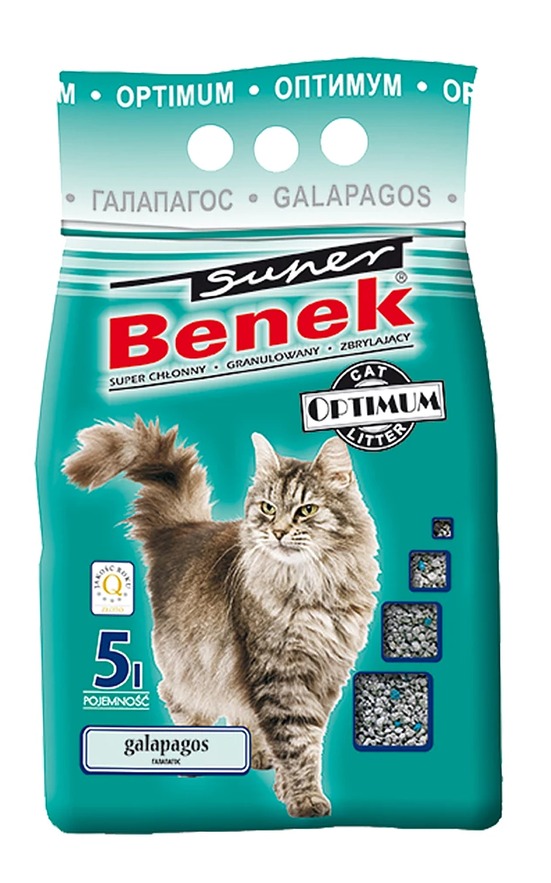 Наповнювач бентонітовий Супер Бенек Super Benek Optimum для котячих туалетів галапагоські острови (великий), 5 л