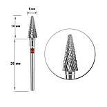 Фреза твердосплавна Staleks Pro Конус червоний для лівші EXPERT 6 х 14 мм, фото 2