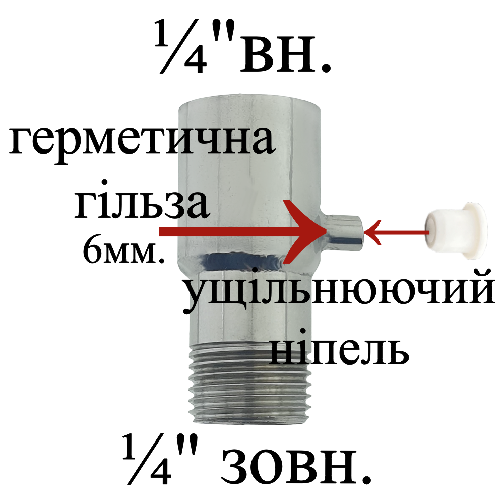 Вузол контролю температури прямий зовн-вн ¼" з герметичною гільзою 6 мм., фото 1