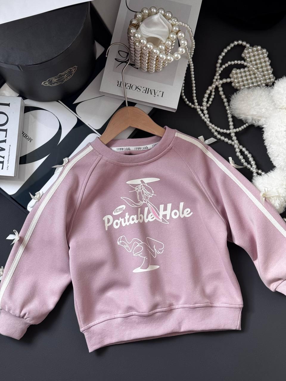 Кофта "Зайчик і Бантики на рукавах" Пудровий 2479 94, TIANYE, Пудровий, Для дівчаток, Весна Осінь, 104, фото 1