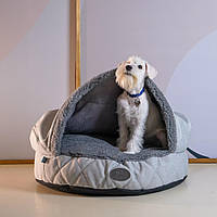 Лежак для собак та котів Harley and Cho з капюшоном Cover Silver M 65 cm Сріблястий