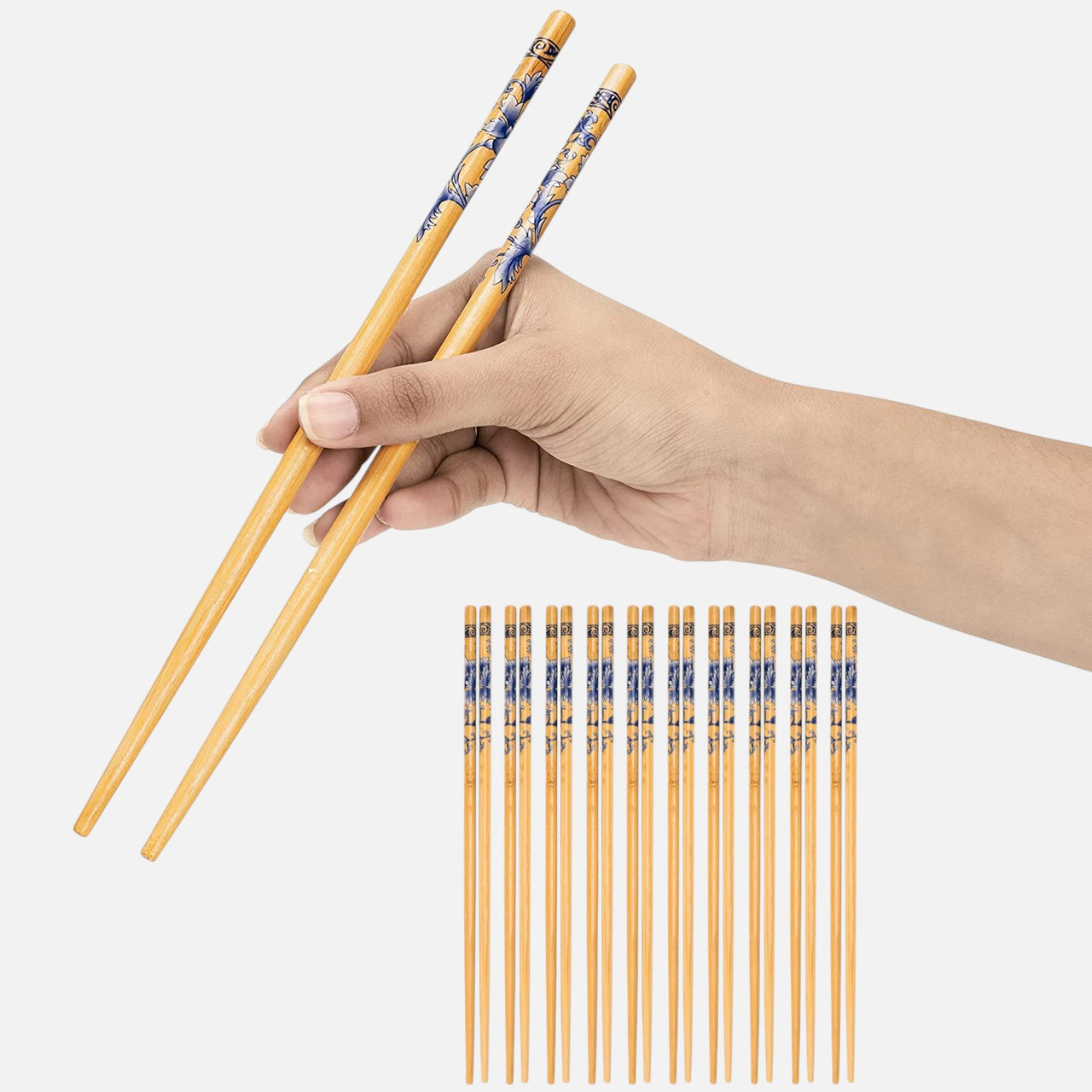 Палички для суші бамбукові 10 пар, з візерунком (Китайські палички для їжі), фото 1