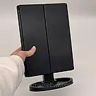 Косметичне дзеркало потрійне з підсвіткою, від USB, Чорний / Дзеркало для макіяжу / Дзеркало настільне, фото 8