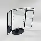 Косметичне дзеркало потрійне з підсвіткою, від USB, Чорний / Дзеркало для макіяжу / Дзеркало настільне, фото 7