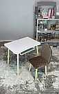 Дитячий білий стіл і стілець м'який велюр. Для дітей 1 групи зросту (100-115см), фото 7