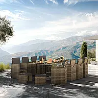 Меблі для відпочинку з ротангу Palma, натуральний/темно-сірий колір