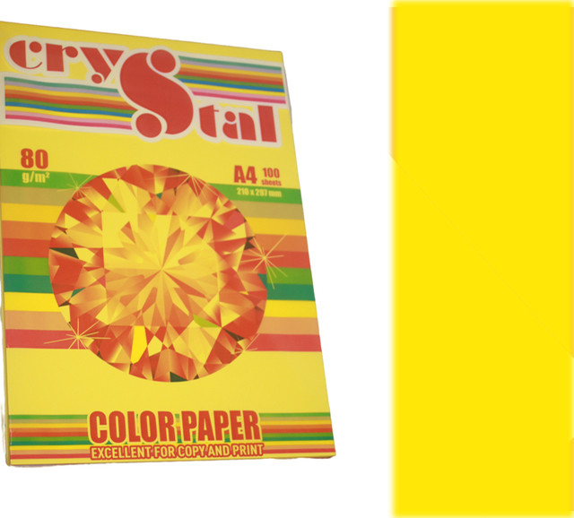 Папір А4/80 100арк інт Lemon 210 (лимон) CRYSTAL COLOR PAPER, фото 1