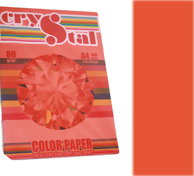 Папір А4/80 100арк інт Red 250 (червоний) CRYSTAL COLOR PAPER, фото 1