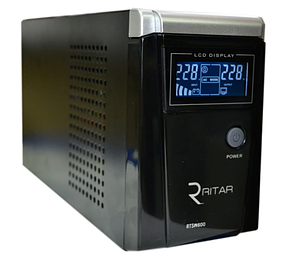 Пристрій безперебійного живлення RITAR RTSW-600D12 LCD (360Вт), 12В під зовнішній акб
