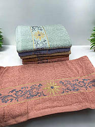 Упаковка (6 шт) махрових банних рушників "Золота квіточка" | 70х140